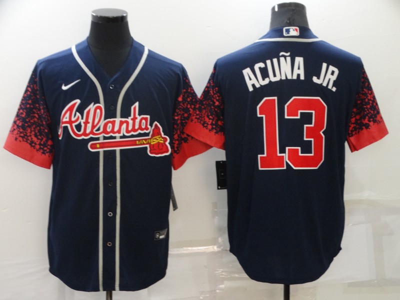 Men's Atlanta Braves Ronald Acuna Jr. #13 Navy Stitched Jersey